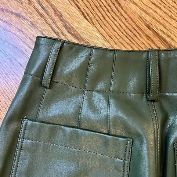 The Colette Faux-Leather Crop Wide-Leg Pants by Maeve Sz25P Forest Green Anthro - Picture 14 of 15